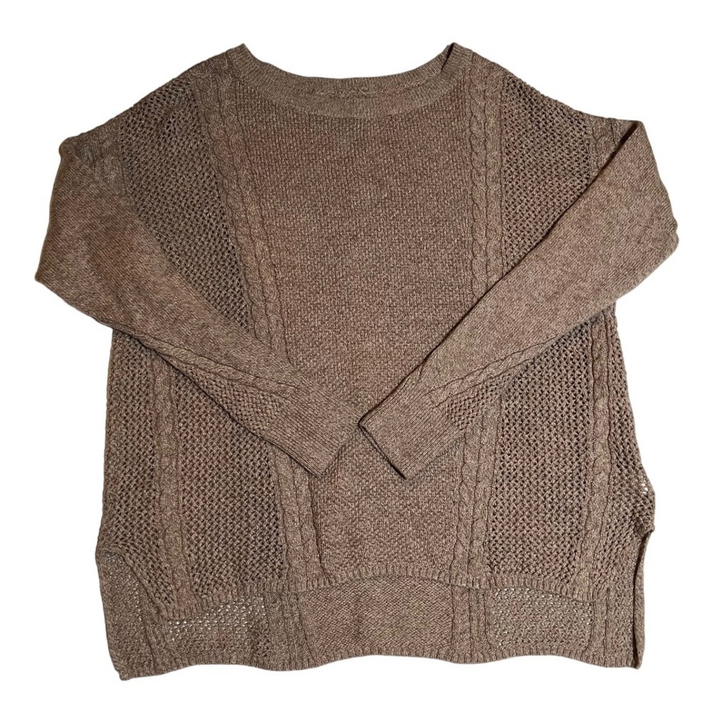 American Eagle Light Brown Crew Neck Cable Sweater Size Small Lightweight